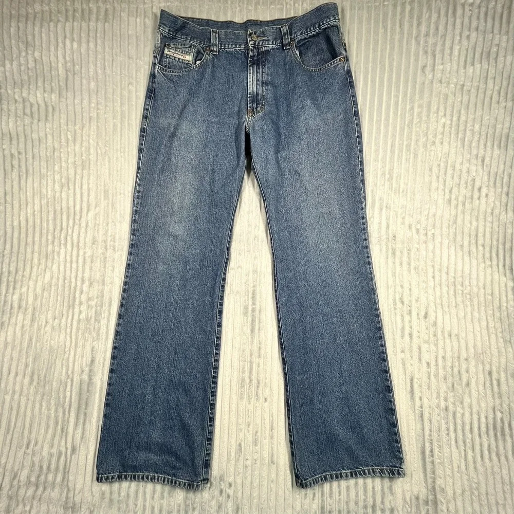 Diesel Jeans Men's 34x32 Straight Leg Medium Wash Preppy Comfort Stretch *Flaw